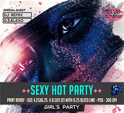 性感神秘的女性派对海报/传单模板：Sexy Hot Party Flyer